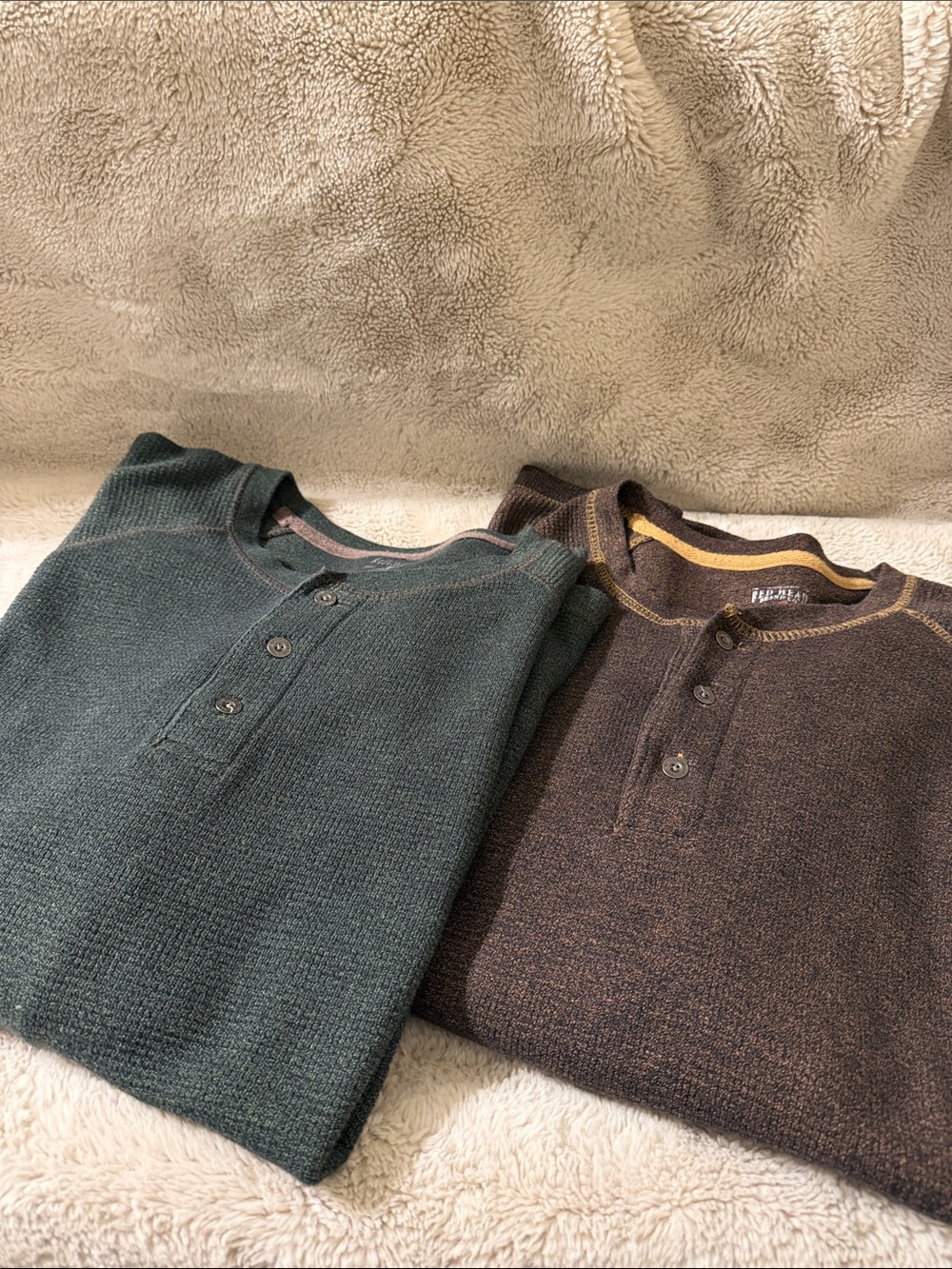 RedHead Men's Henley Duo in Forest Green & Chocolate Brown